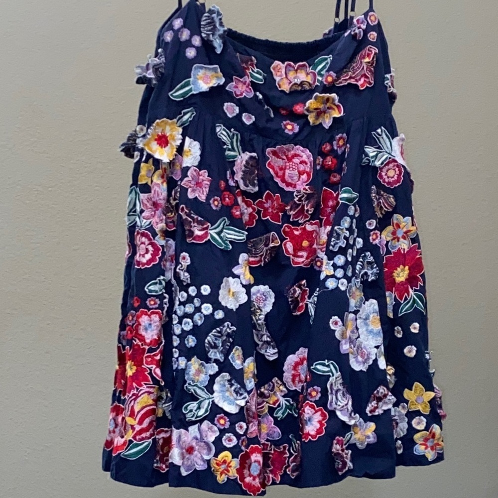 Anthropologie Sleeveless 3D Floral Babydoll Mini Dress Size XL - Picture 4 of 12